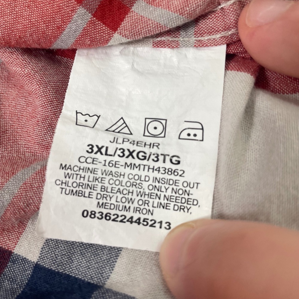 Wrangler Flannel Mens 3X Red Blue White Plaid Shirt Classic Timeless Rugged - Picture 4 of 8